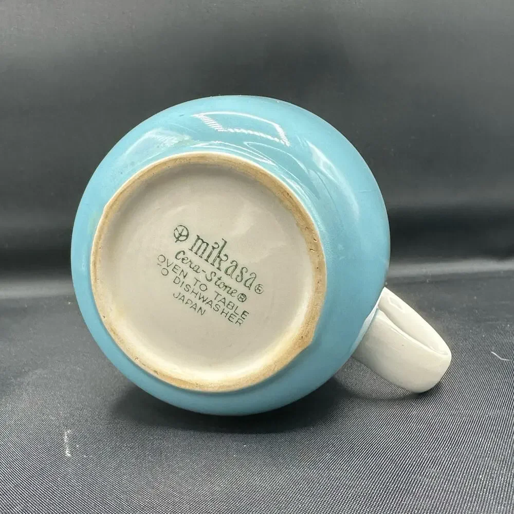 Vintage Creamer Mikasa Cera-Stone Blue Gigi Pattern Made in Japan